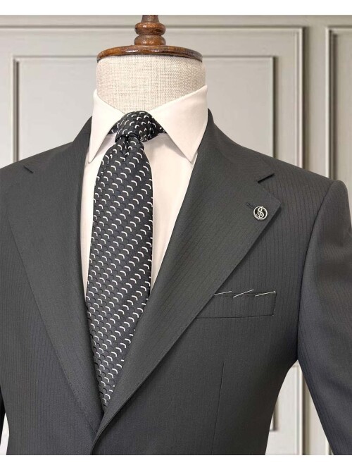 Siyah Comfort Fit Mono Yaka Takım Elbise