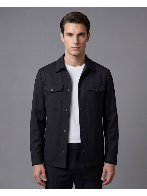 Siyah İki Cep Çıt Çıt Kapaklı Performans Takım Elbise