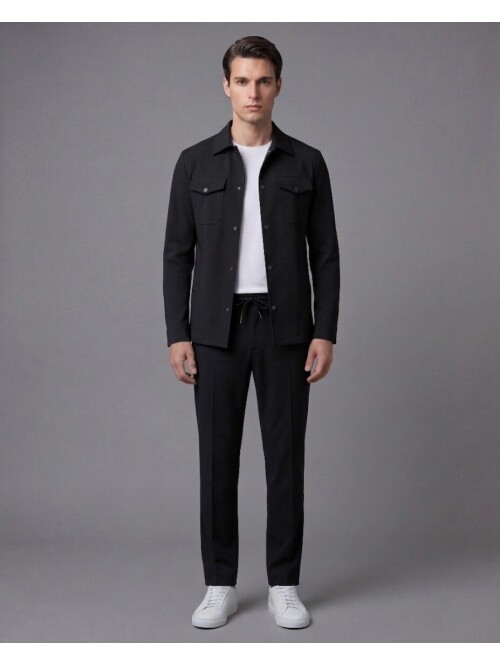 Black Safari Pocket Mens Sports Suit – Comfort Fit Performance Model