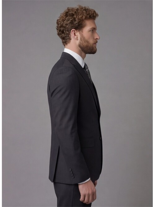 Black Peak Lapel Comfort Fit Mens Suit