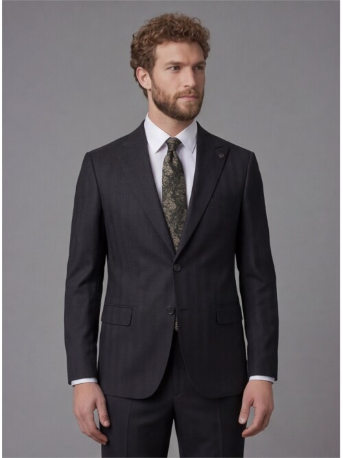 Black Peak Lapel Comfort Fit Mens Suit