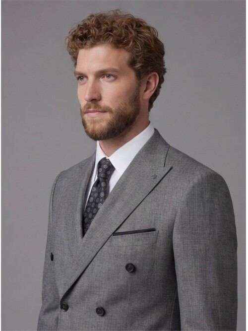 Black Slim Fit 6-Button Double-Breasted Suit
