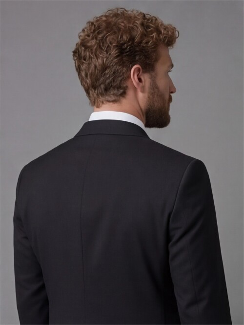 Black Slim Fit Peak Lapel Patch Pocket Mens Suit