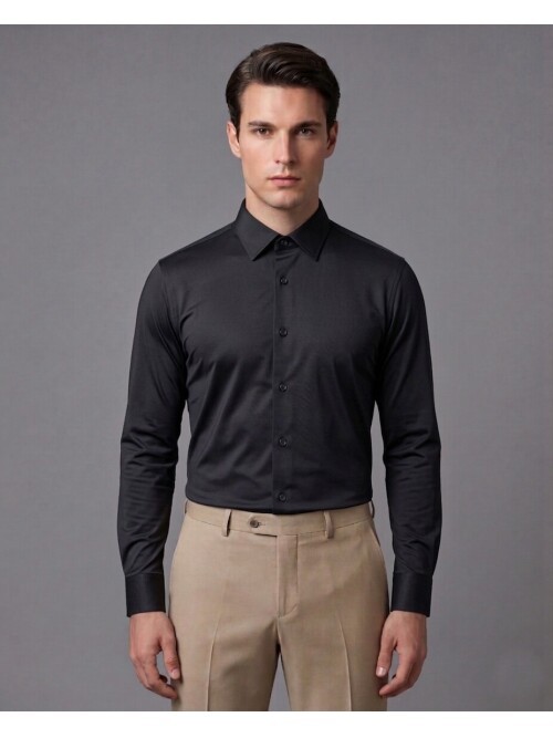 Black Long Sleeve Stretch Polyamide Shirt
