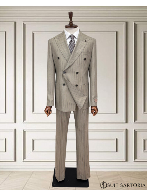 SUIT SARTORIA BEJ ÇİZGİLİ KRUVAZE TAKIM 252101