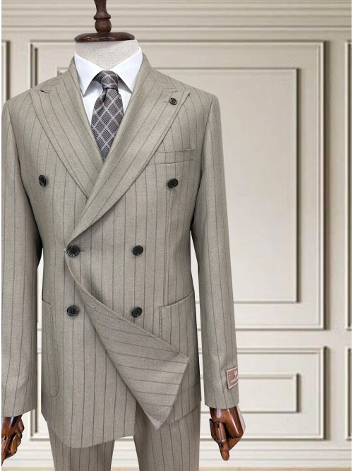 SUIT SARTORIA BEJ ÇİZGİLİ KRUVAZE TAKIM 252101
