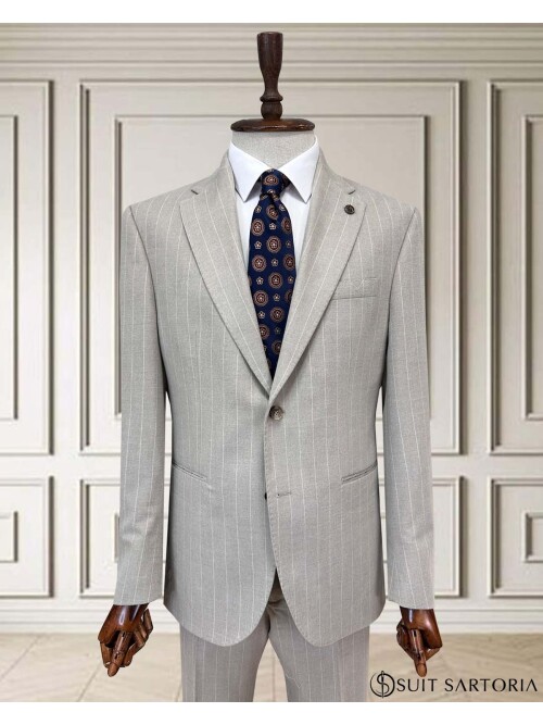 SUIT SARTORIA BEJ ÇİZGİLİ TAKIM ELBİSE 252153