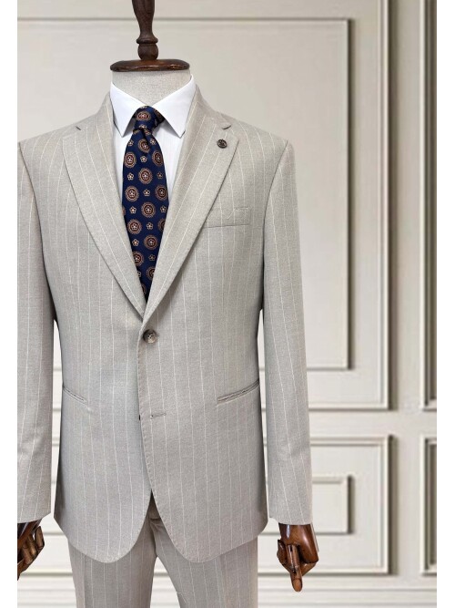 SUIT SARTORIA BEJ ÇİZGİLİ TAKIM ELBİSE 252153