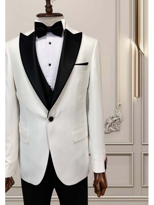 SUIT SARTORIA BEYAZ ŞAL YAKA ÇIKMA YAKA DAMATLIK 5063