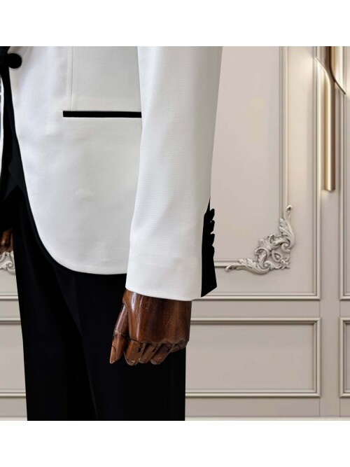 SUIT SARTORIA BEYAZ ŞAL YAKA DAMATLIK 5618