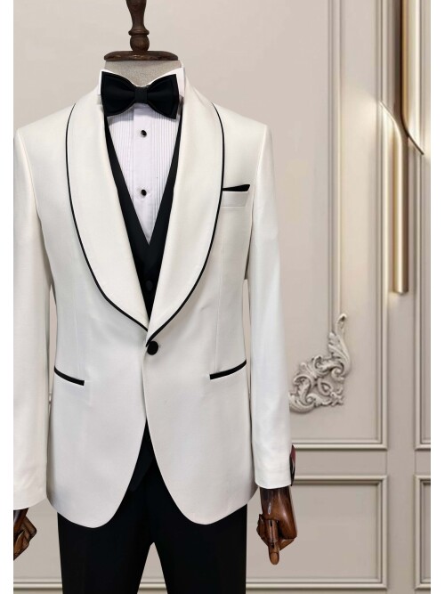 SUIT SARTORIA BEYAZ ŞAL YAKA DAMATLIK 5645