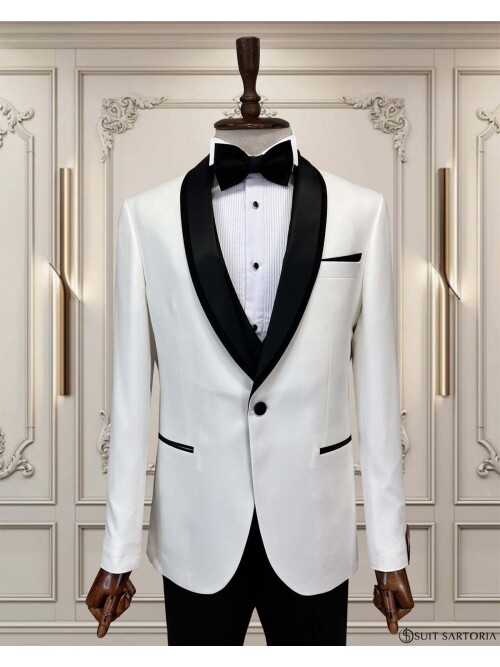 SUIT SARTORIA BEYAZ ŞAL YAKA DAMATLIK 5742