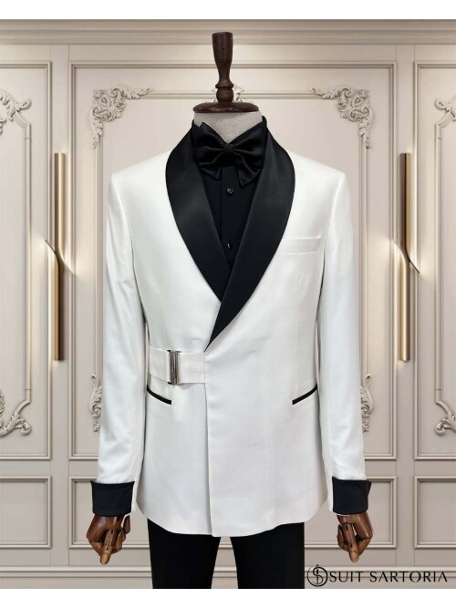 SUIT SARTORIA BEYAZ ŞAL YAKA TOKALI DAMATLIK 5734
