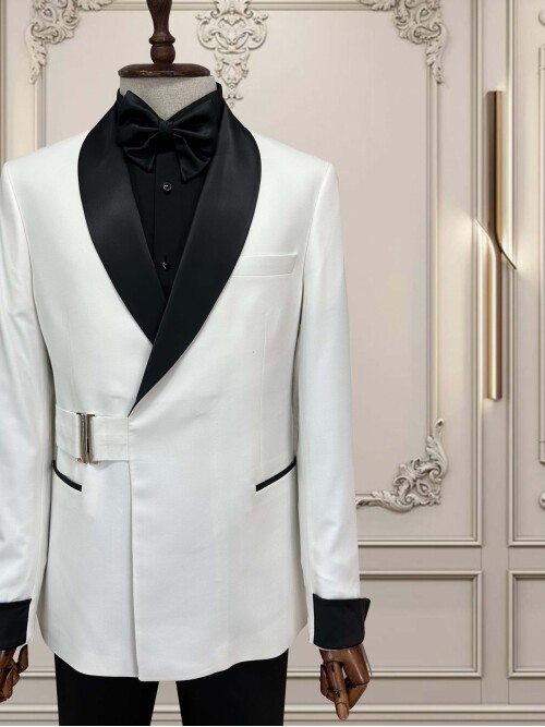 SUIT SARTORIA BEYAZ ŞAL YAKA TOKALI DAMATLIK 5734