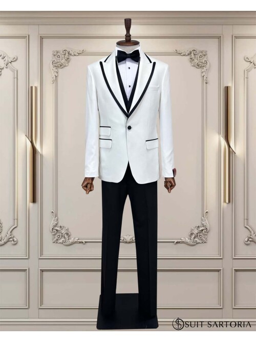 SUIT SARTORIA BEYAZ SİVRİ YAKA DAMATLIK 5735