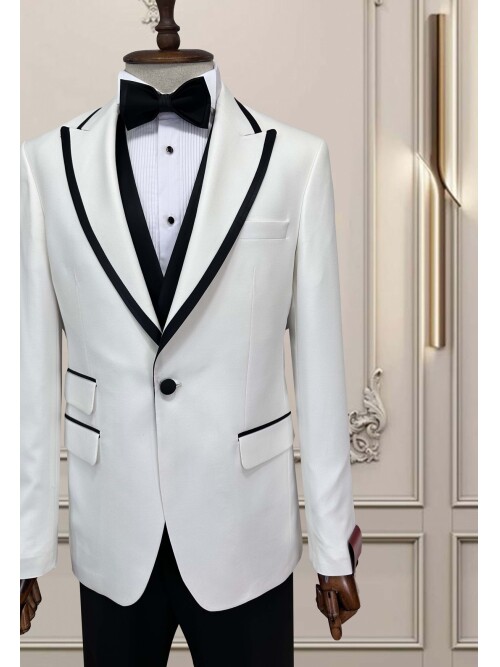 SUIT SARTORIA BEYAZ SİVRİ YAKA DAMATLIK 5735