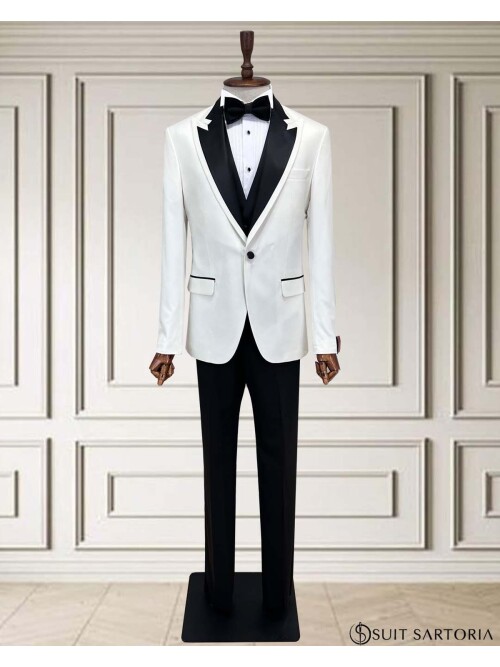SUIT SARTORIA BEYAZ SİVRİ YAKA DAMATLIK 5738