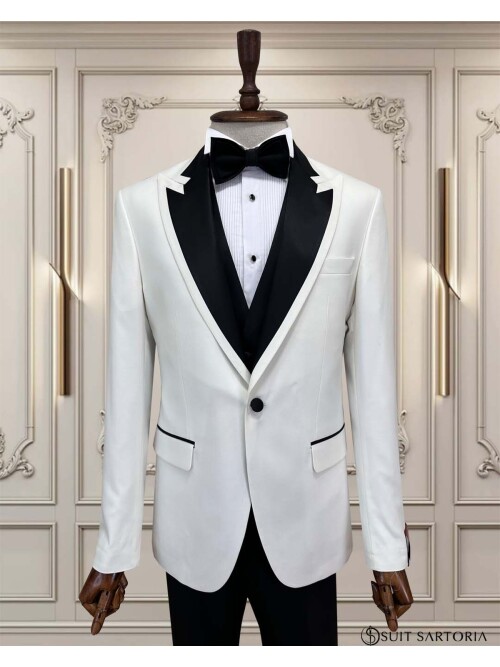 SUIT SARTORIA BEYAZ SİVRİ YAKA DAMATLIK 5738