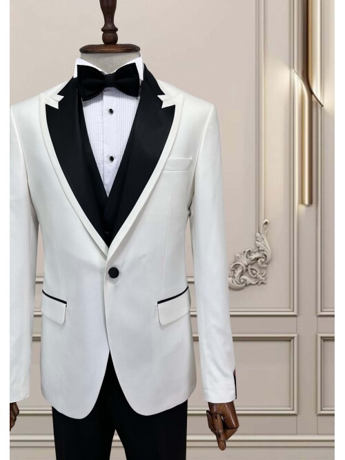 SUIT SARTORIA BEYAZ SİVRİ YAKA DAMATLIK 5738