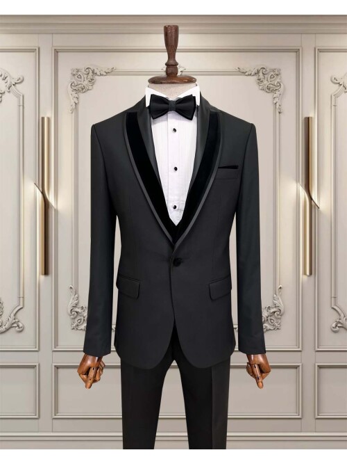 SUIT SARTORIA ÇIKMA YAKA SİYAH DAMATLIK 5063