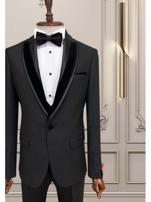 SUIT SARTORIA ÇIKMA YAKA SİYAH DAMATLIK 5063