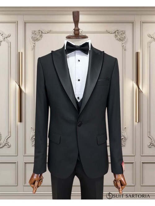 SUIT SARTORIA ÇIKMA YAKA SİYAH DAMATLIK 5063