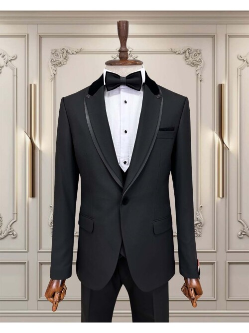 SUIT SARTORIA ÇIKMA YAKA SİYAH DAMATLIK 5536