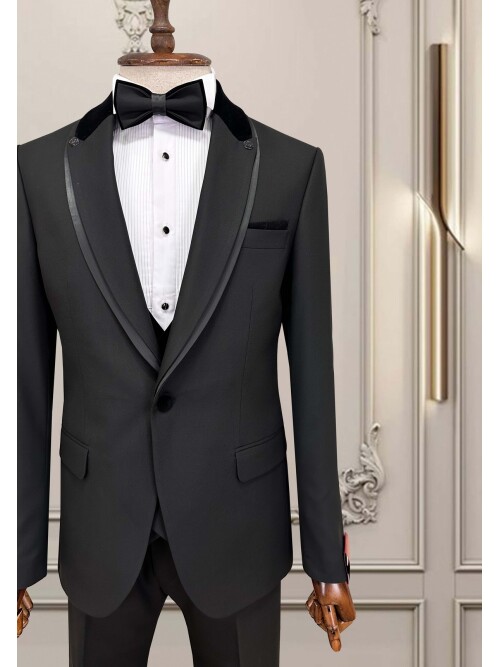 SUIT SARTORIA ÇIKMA YAKA SİYAH DAMATLIK 5536