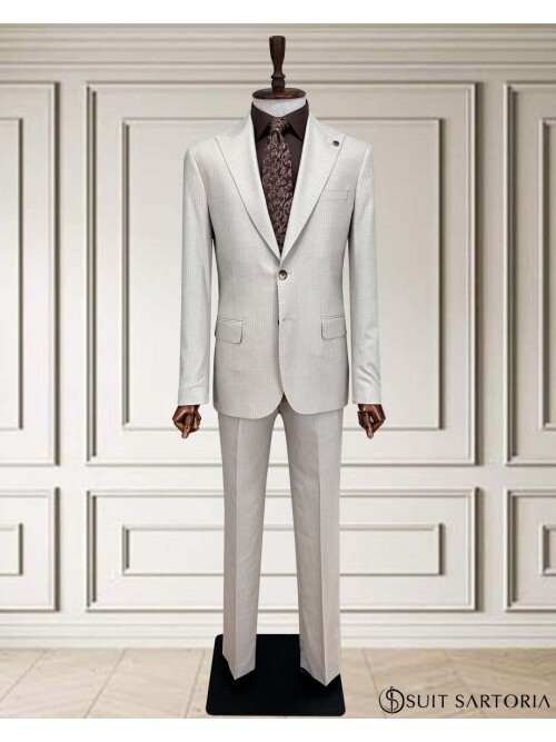 SUIT SARTORIA ÇİZGİLİ BEJ TAKIM ELBİSE 252015