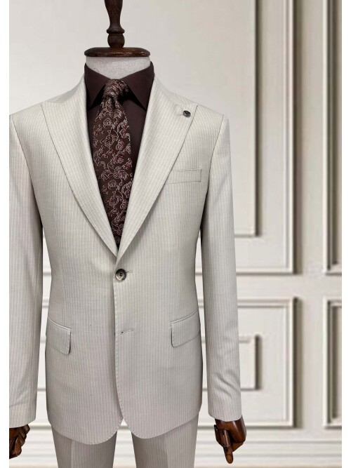 SUIT SARTORIA ÇİZGİLİ BEJ TAKIM ELBİSE 252015