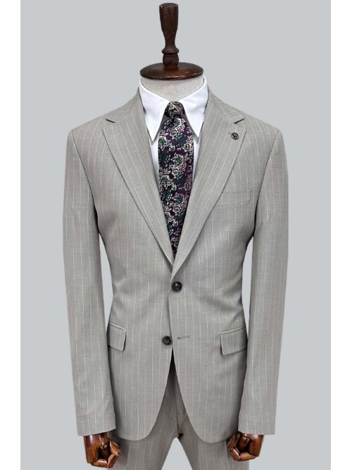 SUIT SARTORIA ÇİZGİLİ BEJ TAKIM ELBİSE 252026