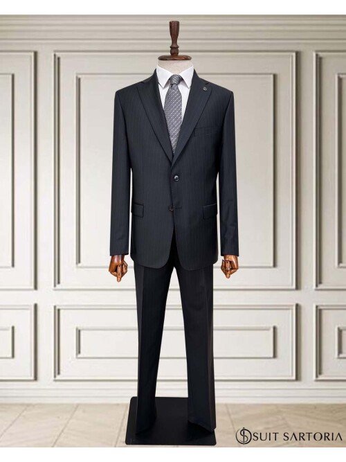 SUIT SARTORIA ÇİZGİLİ FÜME YÜNLÜ TAKIM 252076