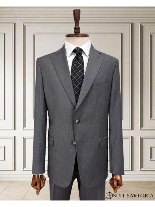 SUIT SARTORIA ÇİZGİLİ GRİ YÜNLÜ TAKIM 252076