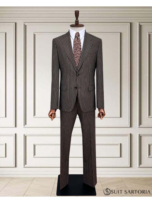 SUIT SARTORIA ÇİZGİLİ KAHVERENGİ TAKIM ELBİSE 252024