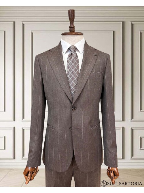 SUIT SARTORIA ÇİZGİLİ KAHVERENGİ TAKIM ELBİSE 252211