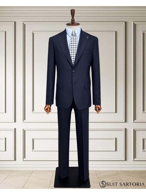 SUIT SARTORIA ÇİZGİLİ LACİVERT TAKIM ELBİSE 252015