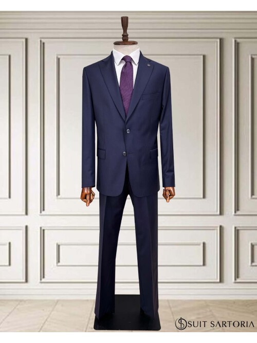 SUIT SARTORIA ÇİZGİLİ LACİVERT YÜNLÜ TAKIM 252076