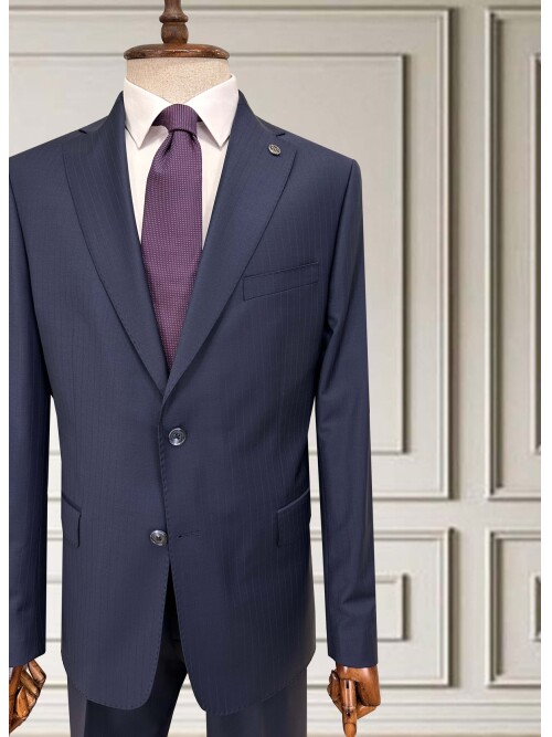 SUIT SARTORIA ÇİZGİLİ LACİVERT YÜNLÜ TAKIM 252076