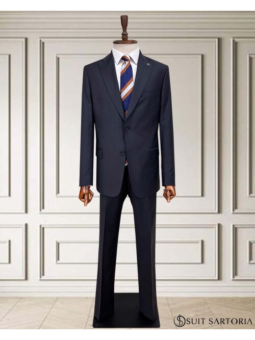 SUIT SARTORIA ÇİZGİLİ LACİVERT YÜNLÜ TAKIM 252076