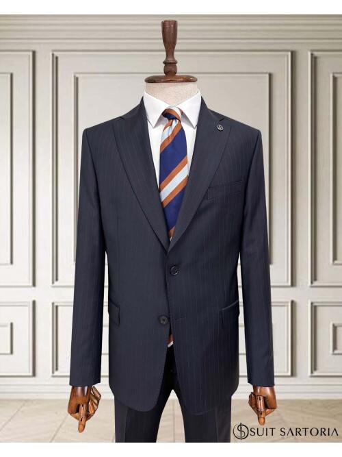SUIT SARTORIA ÇİZGİLİ LACİVERT YÜNLÜ TAKIM 252076