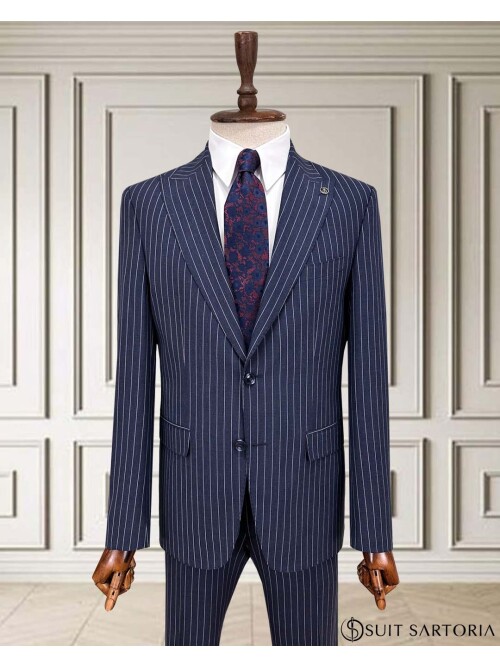 SUIT SARTORIA ÇİZGİLİ LACİVERT TAKIM ELBİSE 252024