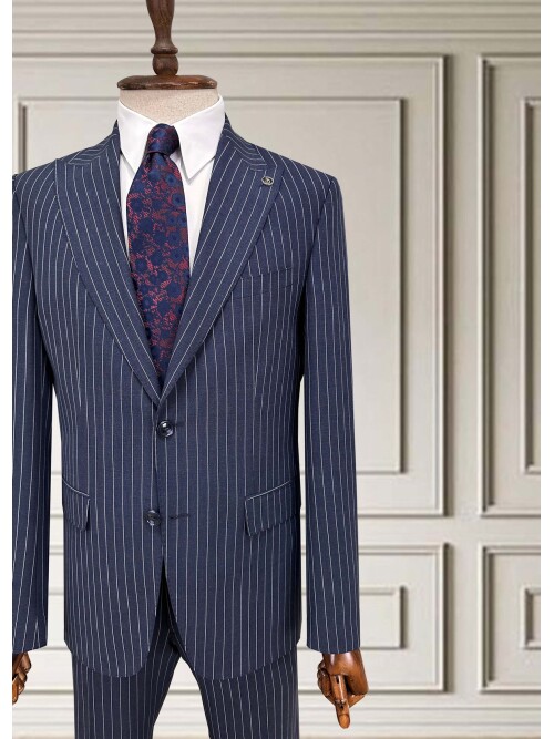 SUIT SARTORIA ÇİZGİLİ LACİVERT TAKIM ELBİSE 252024