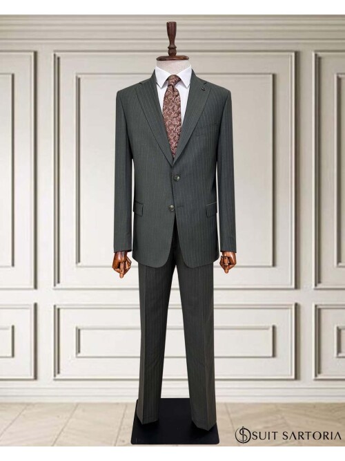 SUIT SARTORIA ÇİZGİLİ YEŞİL YÜNLÜ TAKIM 252076