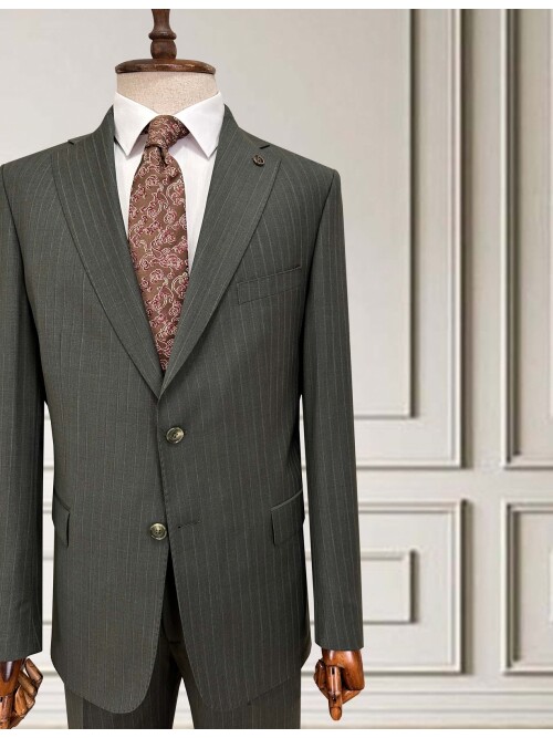 SUIT SARTORIA ÇİZGİLİ YEŞİL YÜNLÜ TAKIM 252076