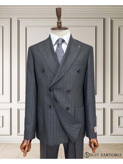 SUIT SARTORIA FÜME ÇİZGİLİ KRUVAZE TAKIM 252101