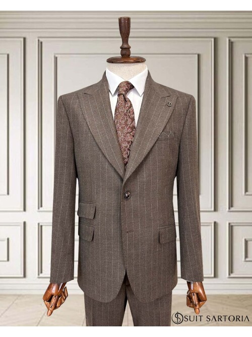 SUIT SARTORIA KAHVERENGİ ÇİZGİLİ TAKIM ELBİSE 252156