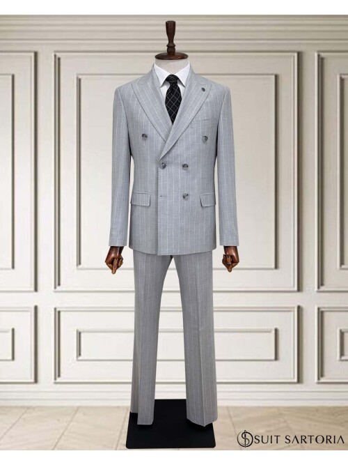 SUIT SARTORIA KRUVAZE ÇİZGİLİ AÇIK GRİ TAKIM 2002/48
