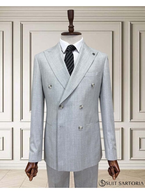SUIT SARTORIA KRUVAZE ÇİZGİLİ AÇIK GRİ TAKIM ELBİSE 252098
