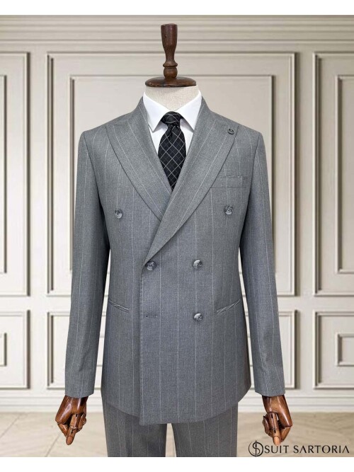 SUIT SARTORIA KRUVAZE ÇİZGİLİ GRİ TAKIM ELBİSE 252098