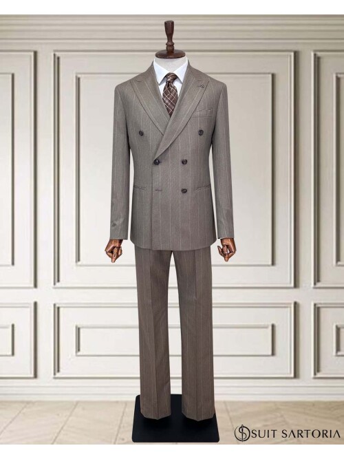 SUIT SARTORIA KRUVAZE ÇİZGİLİ KAHVERENGİ TAKIM ELBİSE 252098
